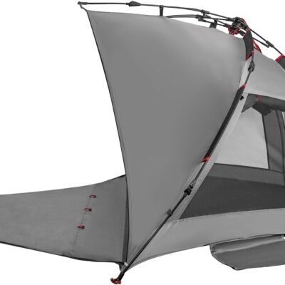 Beach Tent Sun Shelter 3-4 Person Easy Setup Portable Sunshade Canopy Large,Extended Floor,Stakes,Sand Pockets,UPF 50+ Waterproof Windproof Outdoor Camping Fishing Picnic