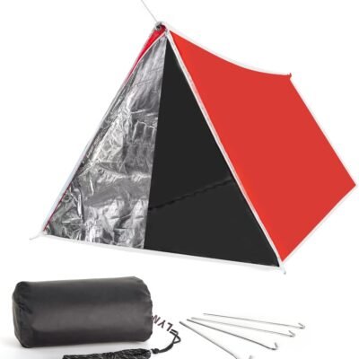 Extra Large Zipper Reusable Survival Emergency Shelter Tent,Thermal Waterproof Fireproof Lightweight Bugout, with Paracord✚Stake for Camping,First Aid,Hiking&Bushcraft