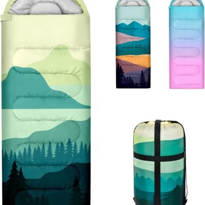 Sleeping Bags for Adults, 3 Seasons Warm Cold Weather Lightweight Waterproof Backpacking Camping Sleeping Bag for Camping Hiking Traveling Outdoor, Camping Gear Equipment