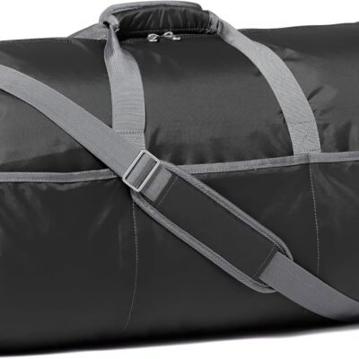 32" Extra Large Foldable Duffle Bag for Travel & Storage, with Exterior/Interior Zippered Pockets, Lightweight/Durable Nylon Material, 50-LBS Capacity, 9254 Cubic Inch (150L), Black